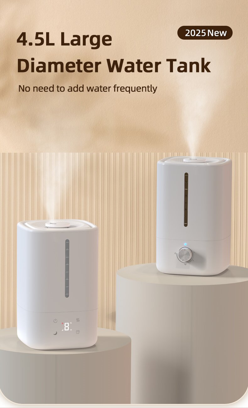 Rialú Trí-luas 4.5L Ultrasonach Cool Mist Humidifier Ultrasonach